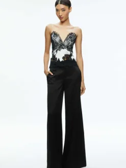 Women Alice and Olivia Katja Cutaway Lace Slip Top
