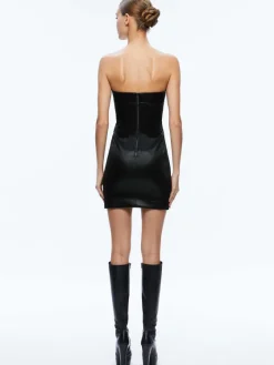 Women Alice and Olivia Kelly Strapless Vegan Leather Mini Dress