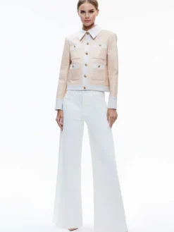 Women Alice and Olivia Kinley Woven Vegan Leather Jacket