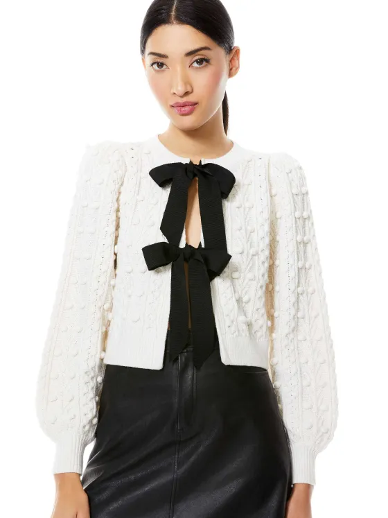Women Alice and Olivia Kitty Puff Sleeve Cardigan