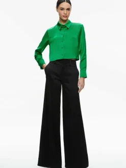 Women Alice and Olivia Leon Cropped Button Down