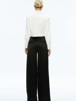 Women Alice and Olivia Leon Cropped Vegan Leather Button Down