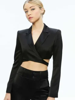 Women Alice and Olivia Leone Cropped Wrap Blazer