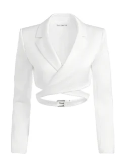 Women Alice and Olivia Leone Cropped Wrap Blazer + Mame High Rise Wide Leg Pant