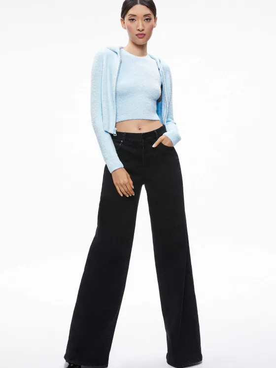Women Alice and Olivia Lidell Cropped Zip Up Hoodie + Amity Sleeveless Cropped Tank