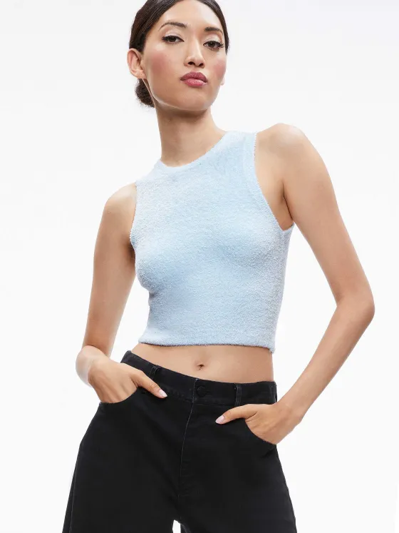 Women Alice and Olivia Lidell Cropped Zip Up Hoodie + Amity Sleeveless Cropped Tank