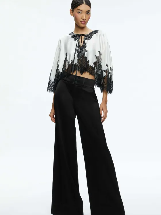 Women Alice and Olivia Loree Lace Tie Front Cropped Jacket
