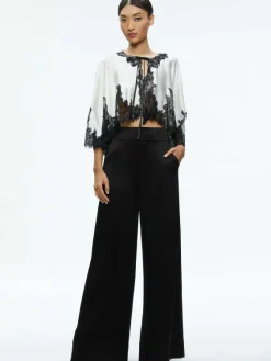 Women Alice and Olivia Loree Lace Tie Front Cropped Jacket