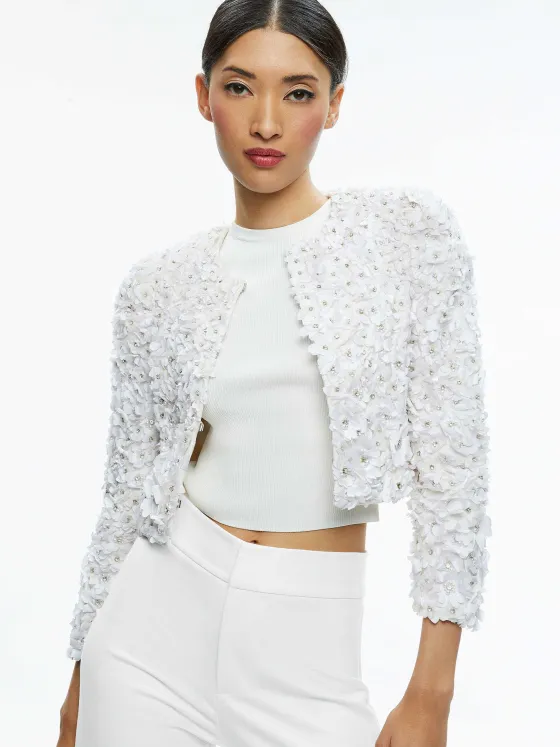 Women Alice and Olivia Lorna Embellished Cropped Jacket