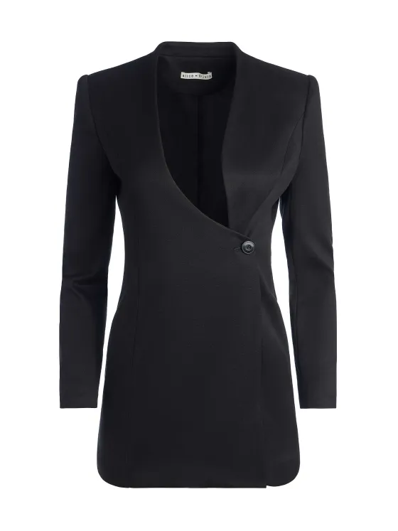 Women Alice and Olivia Lucien Curved V-Neck Fitted Blazer