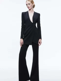 Women Alice and Olivia Lucien Curved V-Neck Fitted Blazer