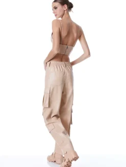 Women Alice and Olivia Luis Vegan Leather Cargo Pant