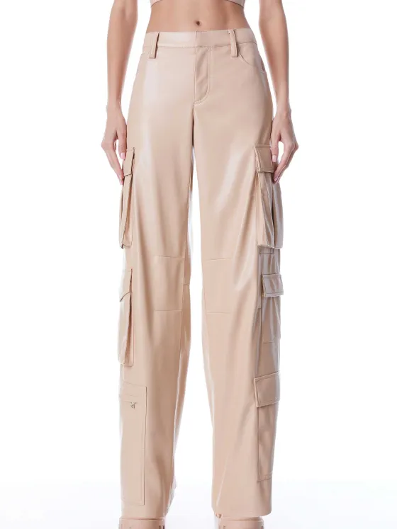 Women Alice and Olivia Luis Vegan Leather Cargo Pant