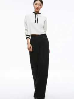 Women Alice and Olivia Lumi Ribbed Knit Hoodie