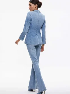 Women Alice and Olivia Macey Denim Fitted Blazer