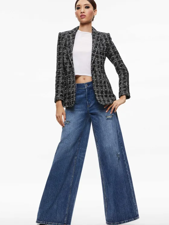 Women Alice and Olivia Macey Fitted Notch Collar Blazer