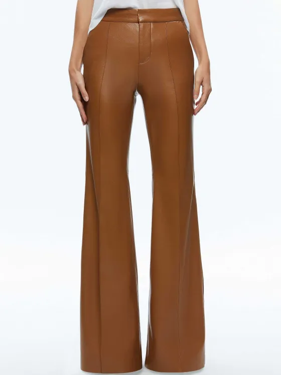 Women Alice and Olivia Macey Fitted Vegan Leather Blazer + Danette Vegan Leather Split Hem Trousers