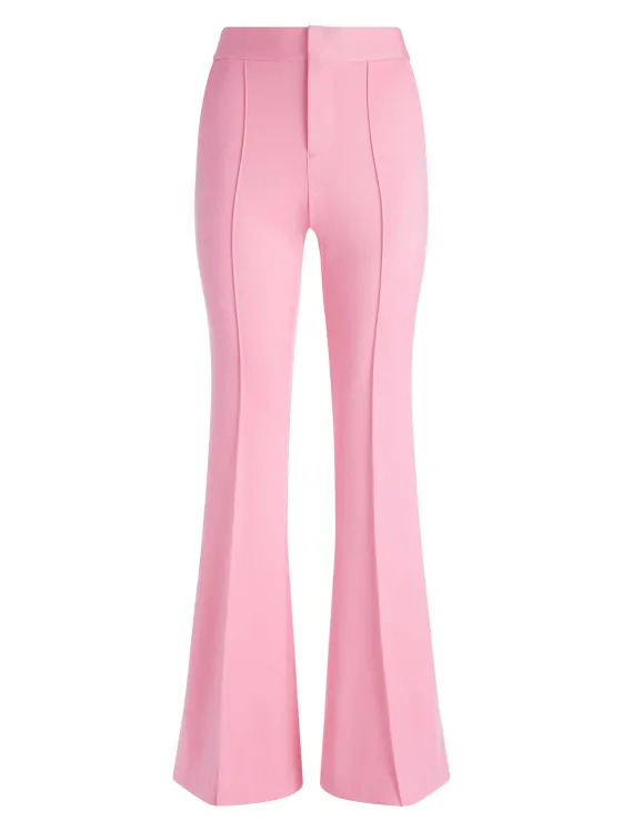 Women Alice and Olivia Macey Notch Collar Fitted Blazer + Danette High Rise Flare Slit Trouser