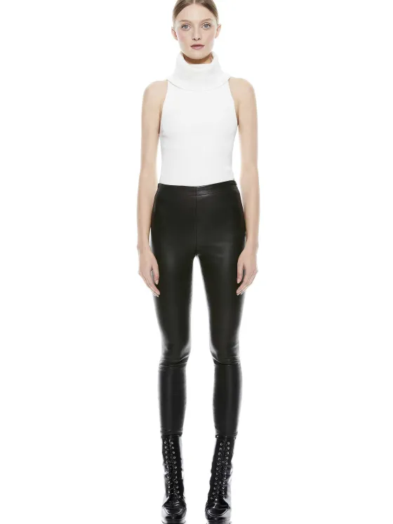 Women Alice and Olivia Maddox Side Zip Leather Legging