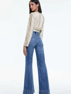 Women Alice and Olivia Maira Cropped Jacket With Chain Trim