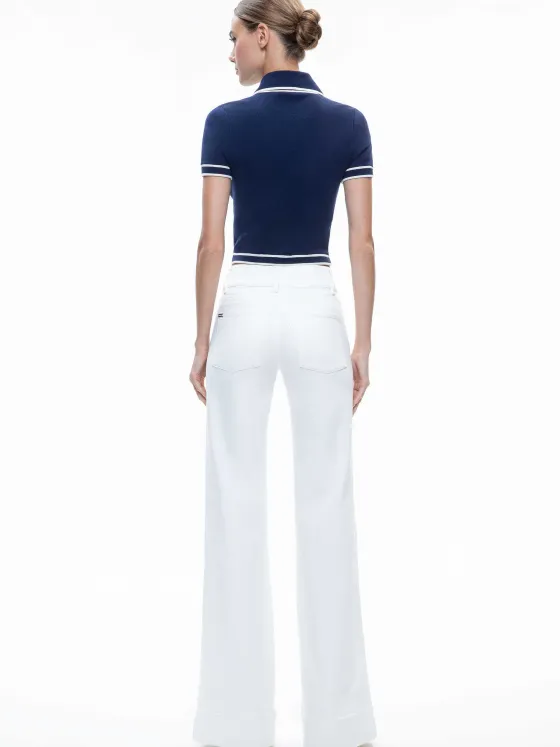 Women Alice and Olivia Marlena Button Front Polo
