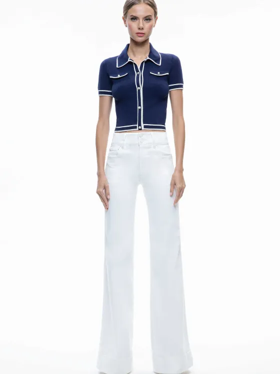 Women Alice and Olivia Marlena Button Front Polo