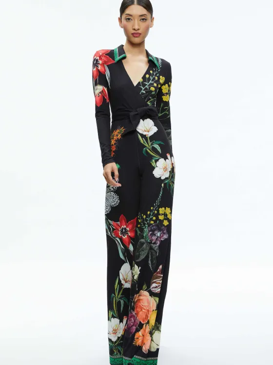 Women Alice and Olivia Melinda Wide Leg Wrap Jumpsuit