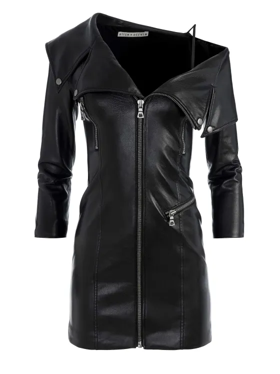 Women Alice and Olivia Miara Vegan Leather Moto Dress