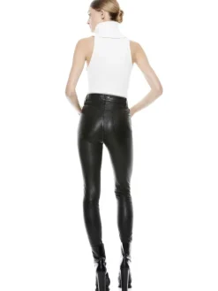 Women Alice and Olivia Mikah Single Button Leather Pant