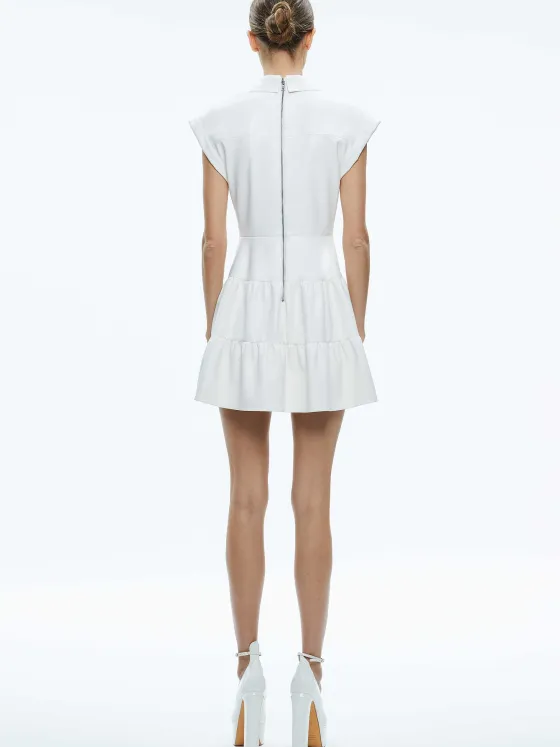 Women Alice and Olivia Mila Vegan Deep V-Neck Twist Front Mini Dress