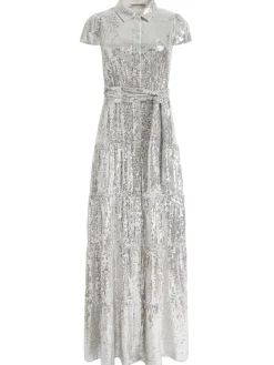 Women Alice and Olivia Miranda Embellished Tiered Maxi Dress