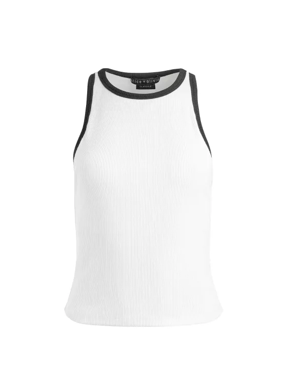 Women Alice and Olivia Mirtha Ribbed Racerback Tank