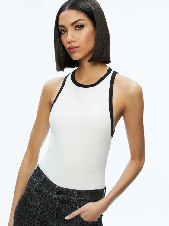 Women Alice and Olivia Mirtha Ribbed Racerback Tank