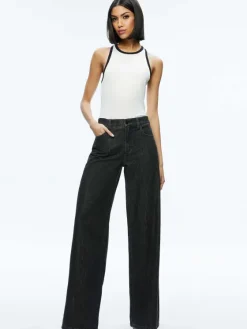 Women Alice and Olivia Mirtha Ribbed Racerback Tank