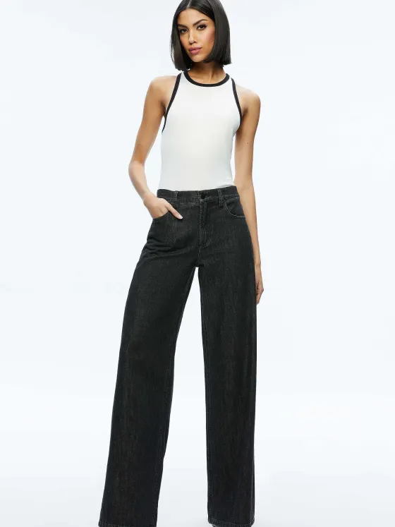 Women Alice and Olivia Mirtha Ribbed Racerback Tank
