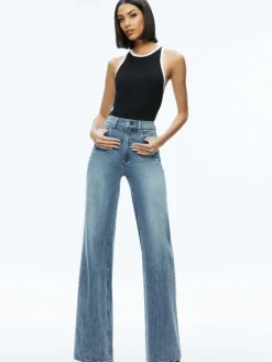 Women Alice and Olivia Mirtha Ribbed Racerback Tank