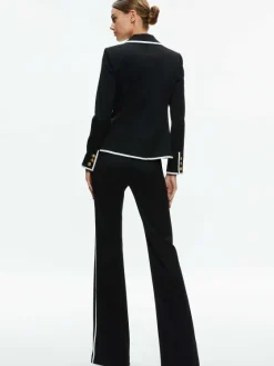 Women Alice and Olivia Mya Contrast Piping Fitted Blazer
