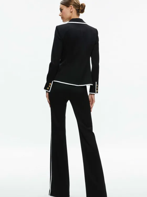 Women Alice and Olivia Mya Contrast Piping Fitted Blazer + Princess Contrast Piping Pant