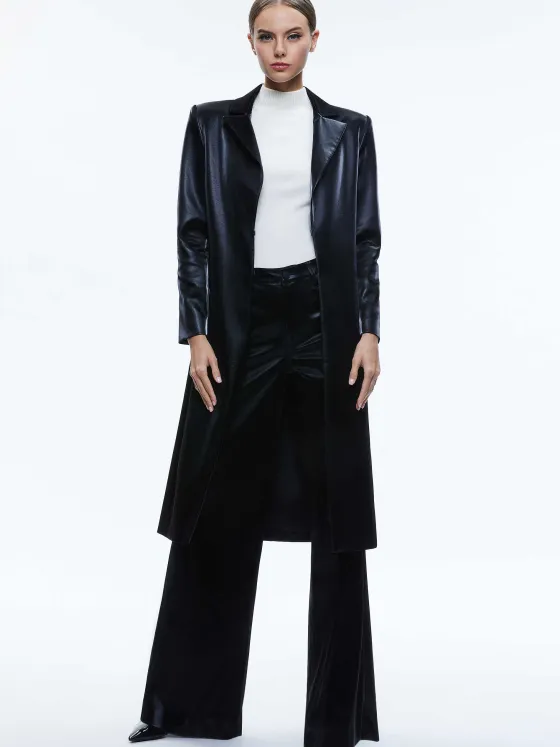 Women Alice and Olivia Mya Vegan Leather Long Blazer