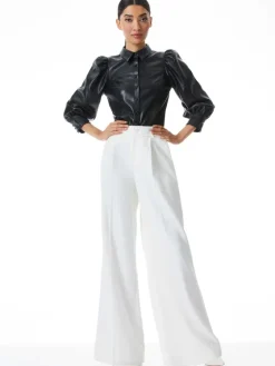 Women Alice and Olivia Nadine Vegan Leather Button Down