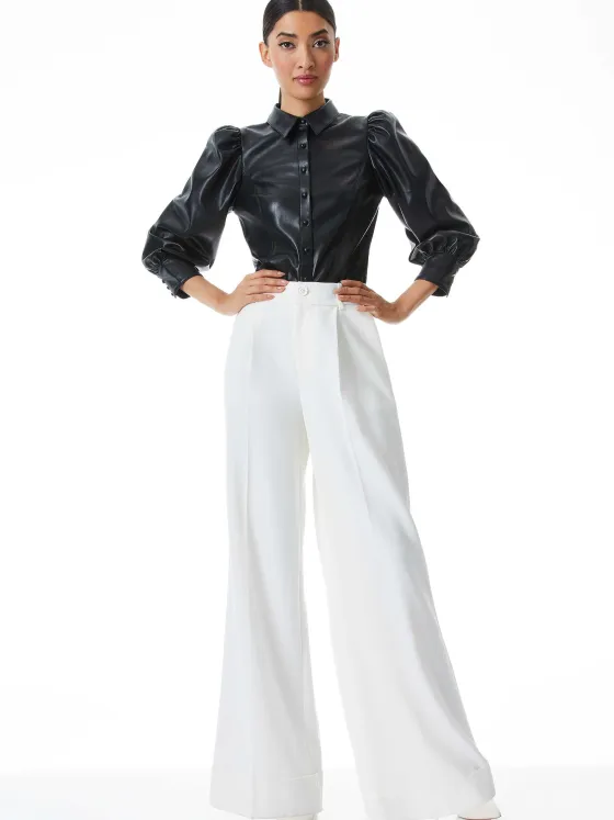 Women Alice and Olivia Nadine Vegan Leather Button Down