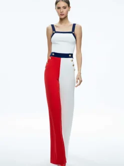 Women Alice and Olivia Narin High Rise Button Front Pant