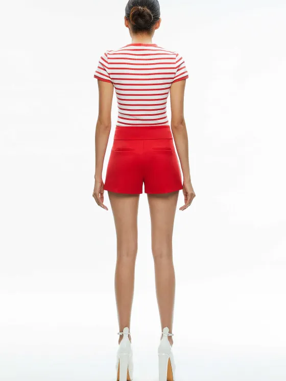Women Alice and Olivia Narin High Rise Button Front Short
