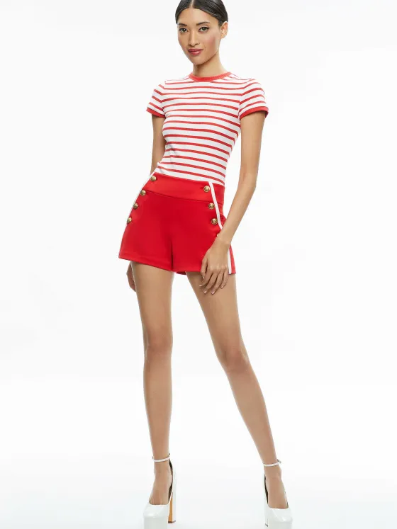 Women Alice and Olivia Narin High Rise Button Front Short