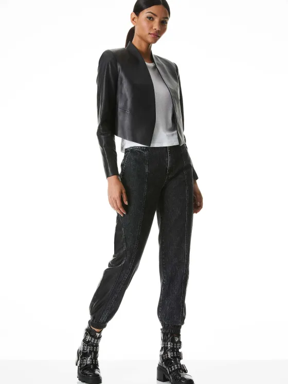 Women Alice and Olivia New Harvey Leather Jacket
