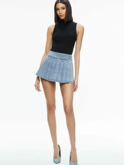 Women Alice and Olivia Noah Denim Pleated Skort