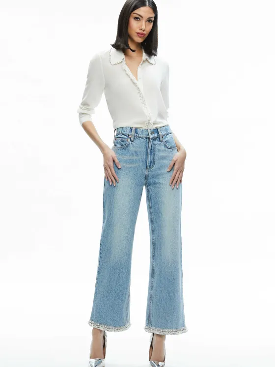 Women Alice and Olivia Ora High Rise Embellished Jean