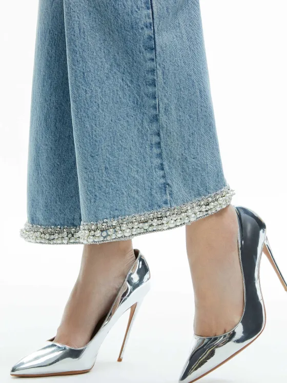 Women Alice and Olivia Ora High Rise Embellished Jean