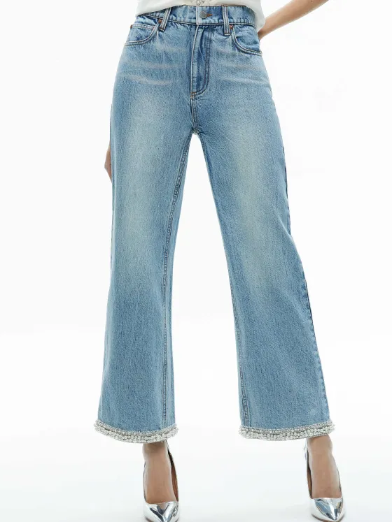 Women Alice and Olivia Ora High Rise Embellished Jean