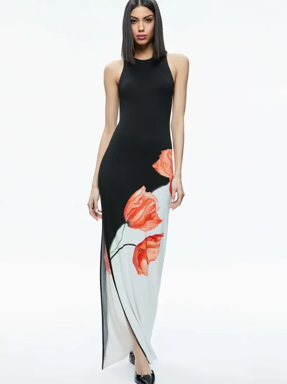 Women Alice and Olivia Pania Racer Neck Maxi Dress
